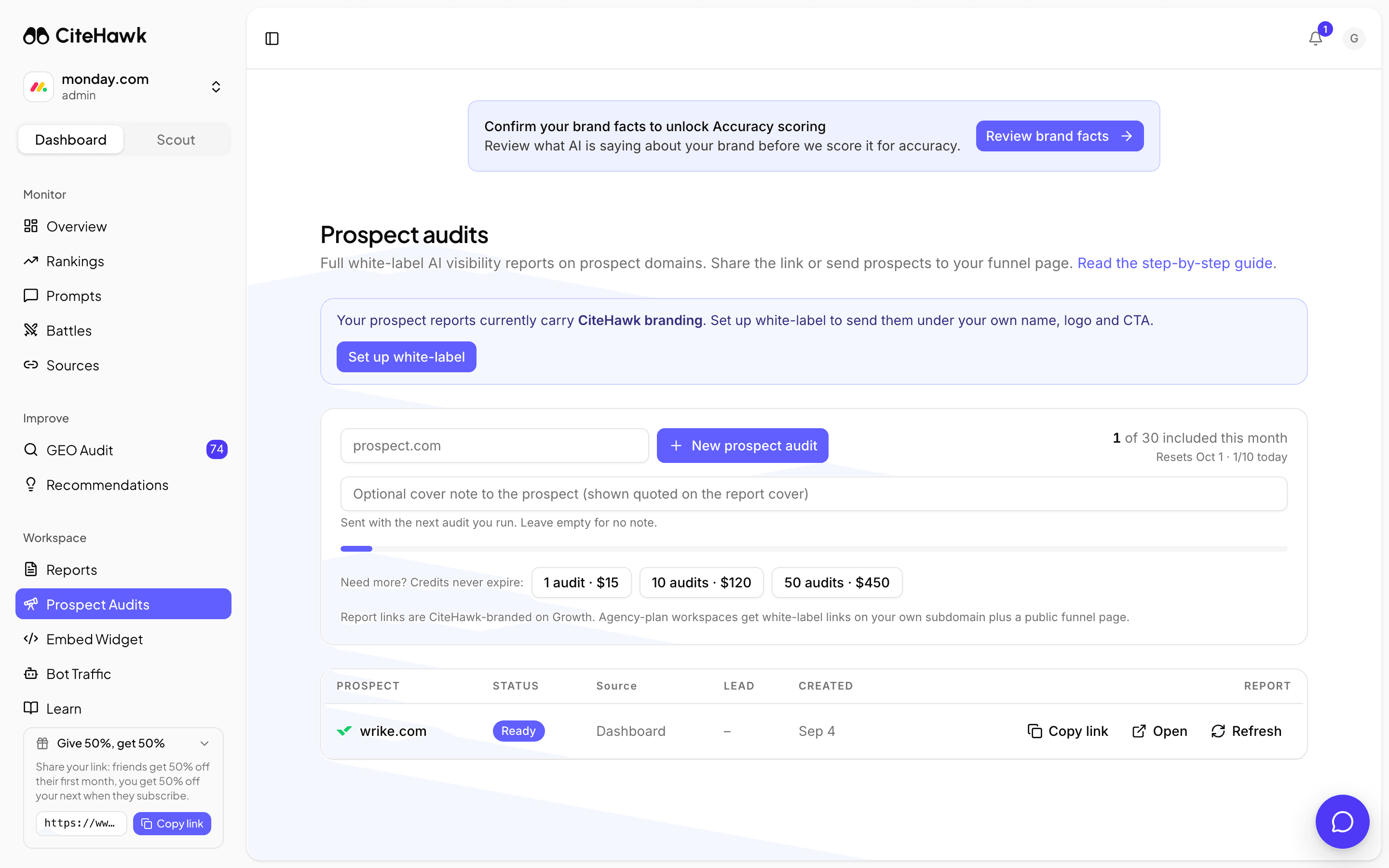 Screenshot: Open Pitch projects